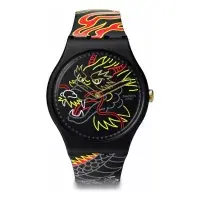 Reloj Swatch Dragon In Wind Pay! So29z137-5300 Color de Correa Negro Color Del Bisel Negro Color Del Fondo Negro 