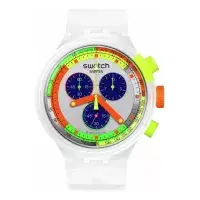 Reloj Swatchh Neon Jelly Sb02k100 Correa Transparente Bisel Transparente Fondo Transparente
