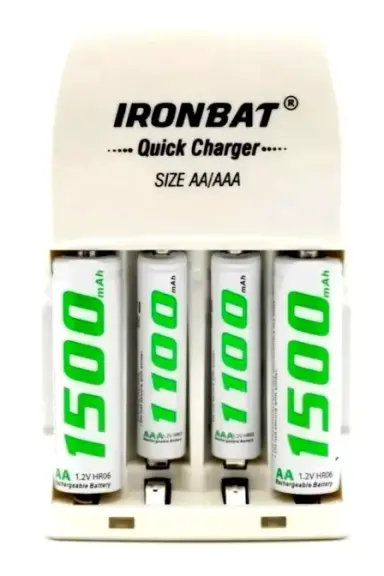 Cargador De Pilas Doble Ironbat Aaa Aa + 4 Baterias