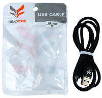 Cable Headfox Corrugado HF020 USB a V8 1 Metro Negro