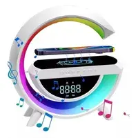 Parlante Lámpara G Cargador Inalámbrico RGB Reloj Bluetooth Blanco