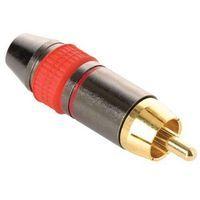 Plug Metálico RCA Reforzado Premium Negro/Rojo