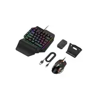 Combo Gamer 4 En 1 Para Celular Teclado Soporte Mouse Adaptador Negro