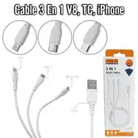 Cable 3 En 1 Para V8, Tc, iPhone